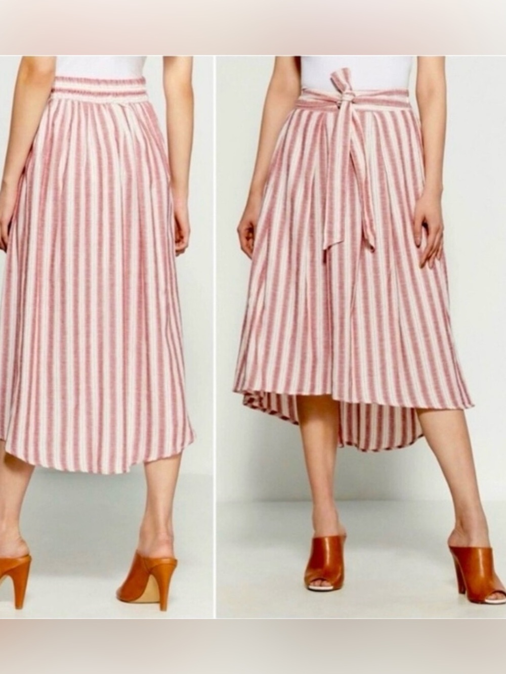 Max Studio Vertical Striped Cotton Midi Skirt Women’s Medium
